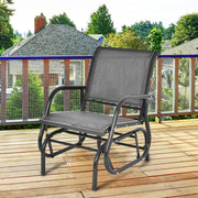 Outdoor Single Swing Glider Rocking Chair with Armrest-Gray
