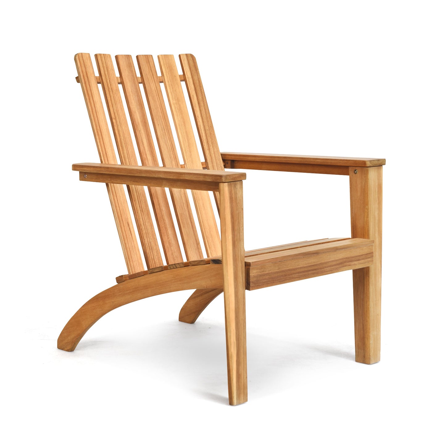 Outdoor Durable Patio Acacia Wood Adirondack Lounge Armchair-Black - Natural