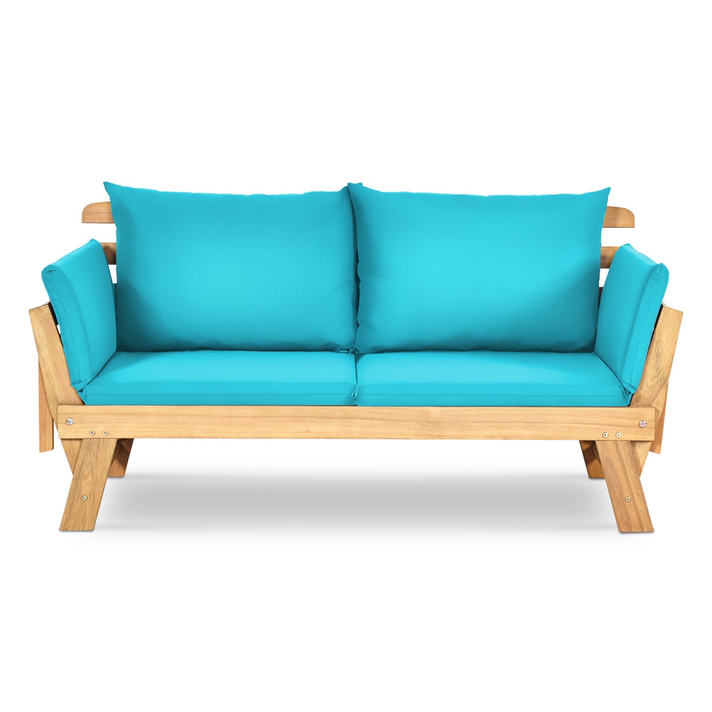 Adjustable Patio Convertible Sofa with Thick Cushion-Turquoise