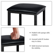 3 Piece Counter Height Dining Set Faux Marble Table-Brown