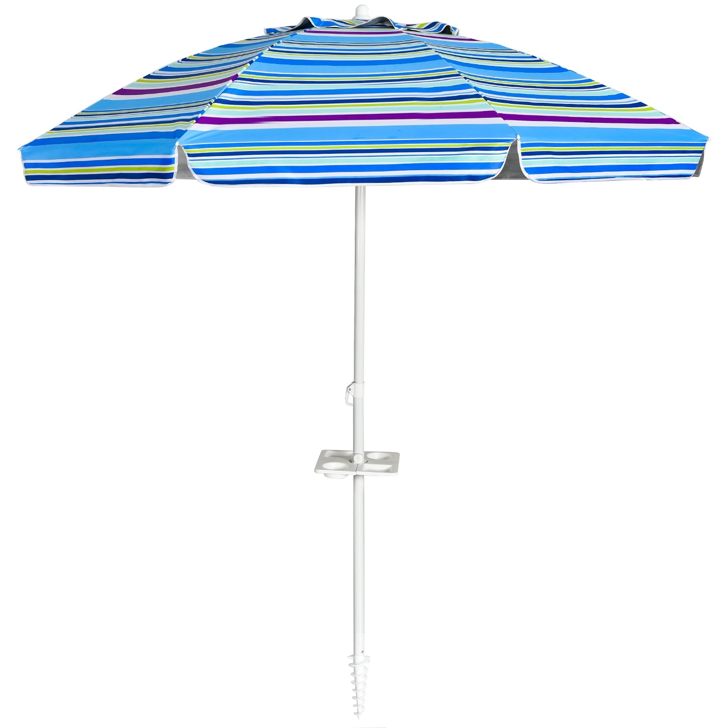 7.2 Feet Portable Outdoor Beach Umbrella with Sand Anchor and Tilt Mechanism-Navy - Blue