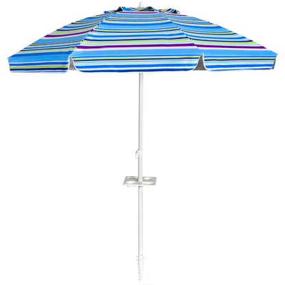 7.2 Feet Portable Outdoor Beach Umbrella with Sand Anchor and Tilt Mechanism-Navy - Blue