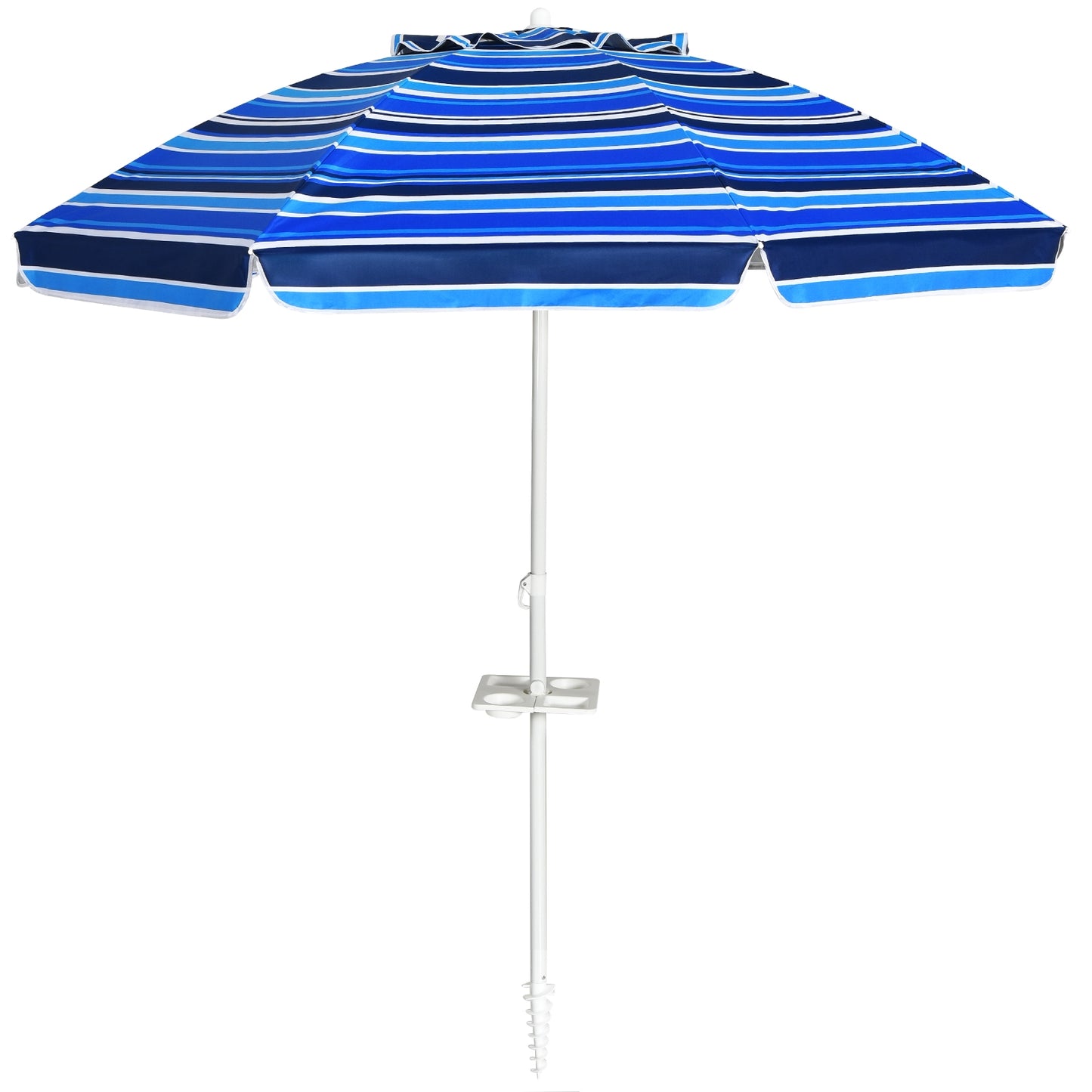 7.2 Feet Portable Outdoor Beach Umbrella with Sand Anchor and Tilt Mechanism-Navy - Navy
