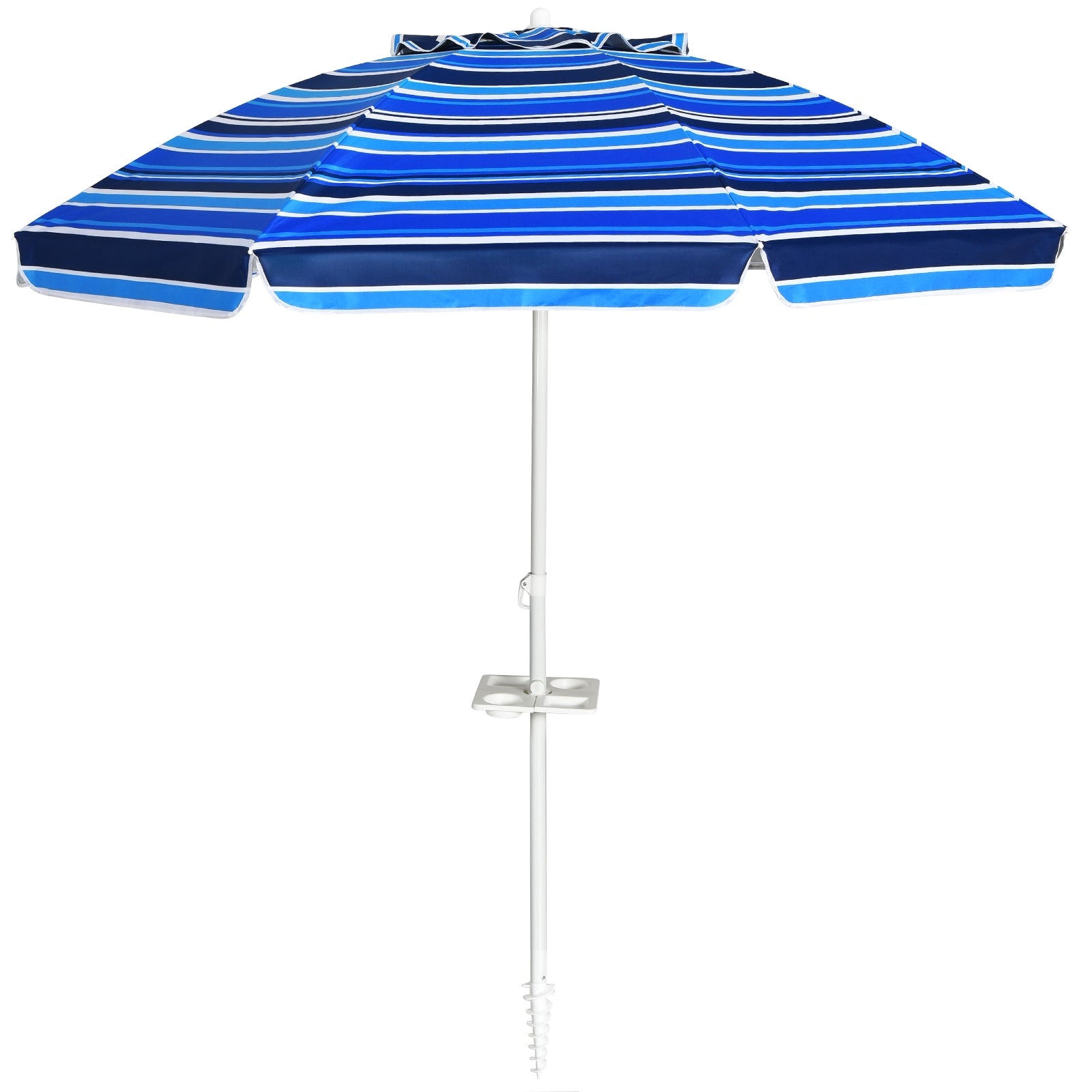 7.2 Feet Portable Outdoor Beach Umbrella with Sand Anchor and Tilt Mechanism-Navy - Navy