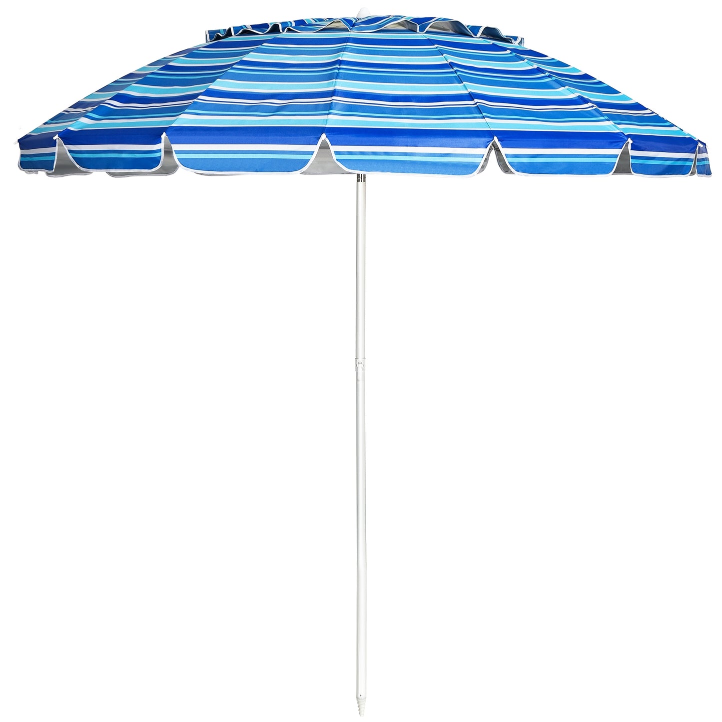 8FT Portable Beach Umbrella with Sand Anchor and Tilt Mechanism for Garden and Patio-Multicolor - Navy
