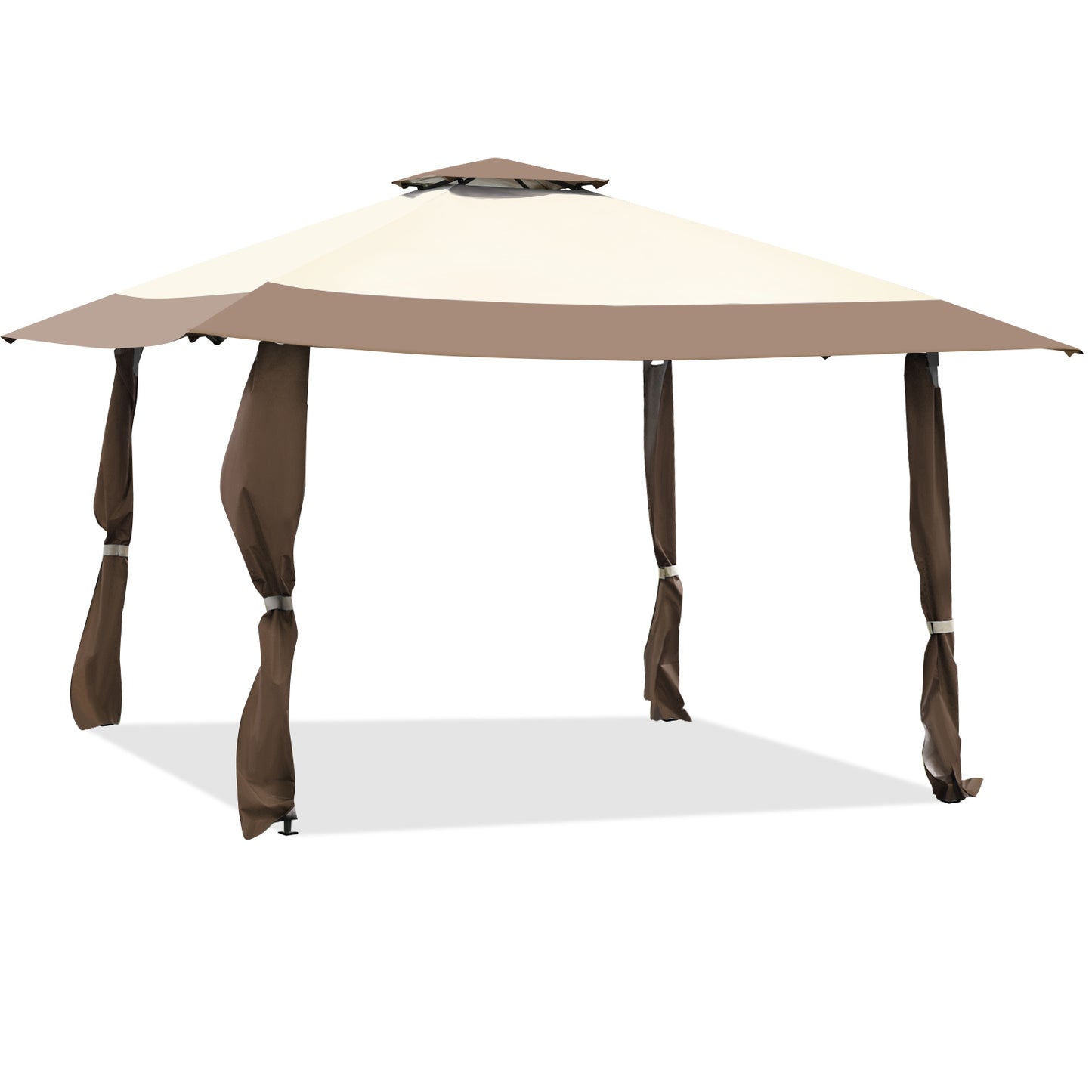 13 Feet x 13 Feet Pop Up Canopy Tent Instant Outdoor Folding Canopy Shelter-Green - Brown