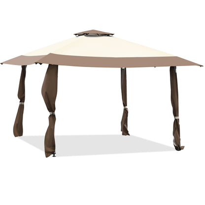 13 Feet x 13 Feet Pop Up Canopy Tent Instant Outdoor Folding Canopy Shelter-Green - Brown