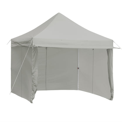 10 x 10 Feet Pop up Gazebo with 4 Height and Adjust Folding Awning-White - Gray