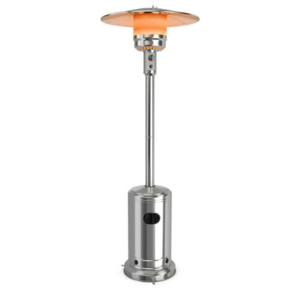 50000 BTU Stainless Steel Propane Patio Heater with Trip over Protection-Black - Silver