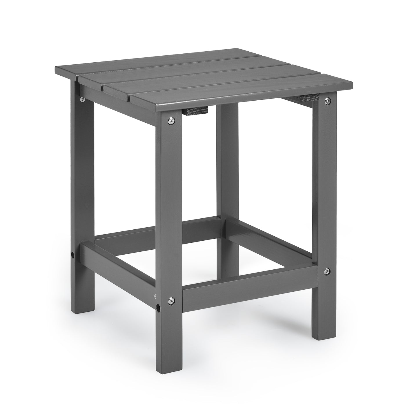 15 Inch Patio Square Wooden Slat End Side Coffee Table for Garden-Black - Gray
