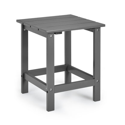 15 Inch Patio Square Wooden Slat End Side Coffee Table for Garden-Black - Gray