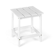 15 Inch Patio Square Wooden Slat End Side Coffee Table for Garden-White