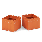 2 Pack Square Planter Box with Drainage Gaps for for Front Porch Garden Balcony-Gray - Orange