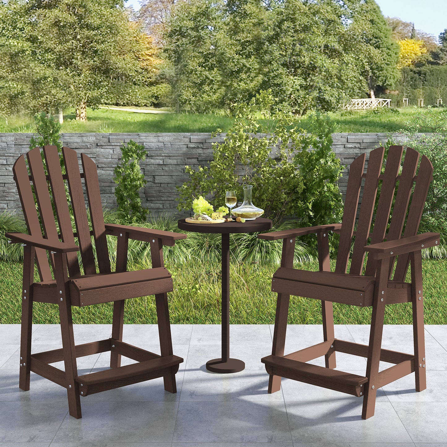 HDPE Patio Chair with Armrest and Footrest for Indoor Outdoor