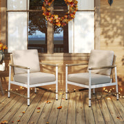 2 Packs Patio Aluminum Sofa with Wicker Backrest and Armrests