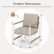 2 Packs Patio Aluminum Sofa with Wicker Backrest and Armrests