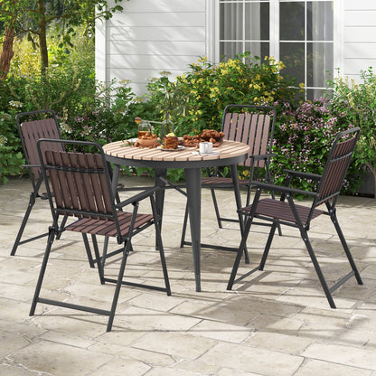 Folding Patio Dining Chairs Set of 4 - Heavy-Duty Metal Frame