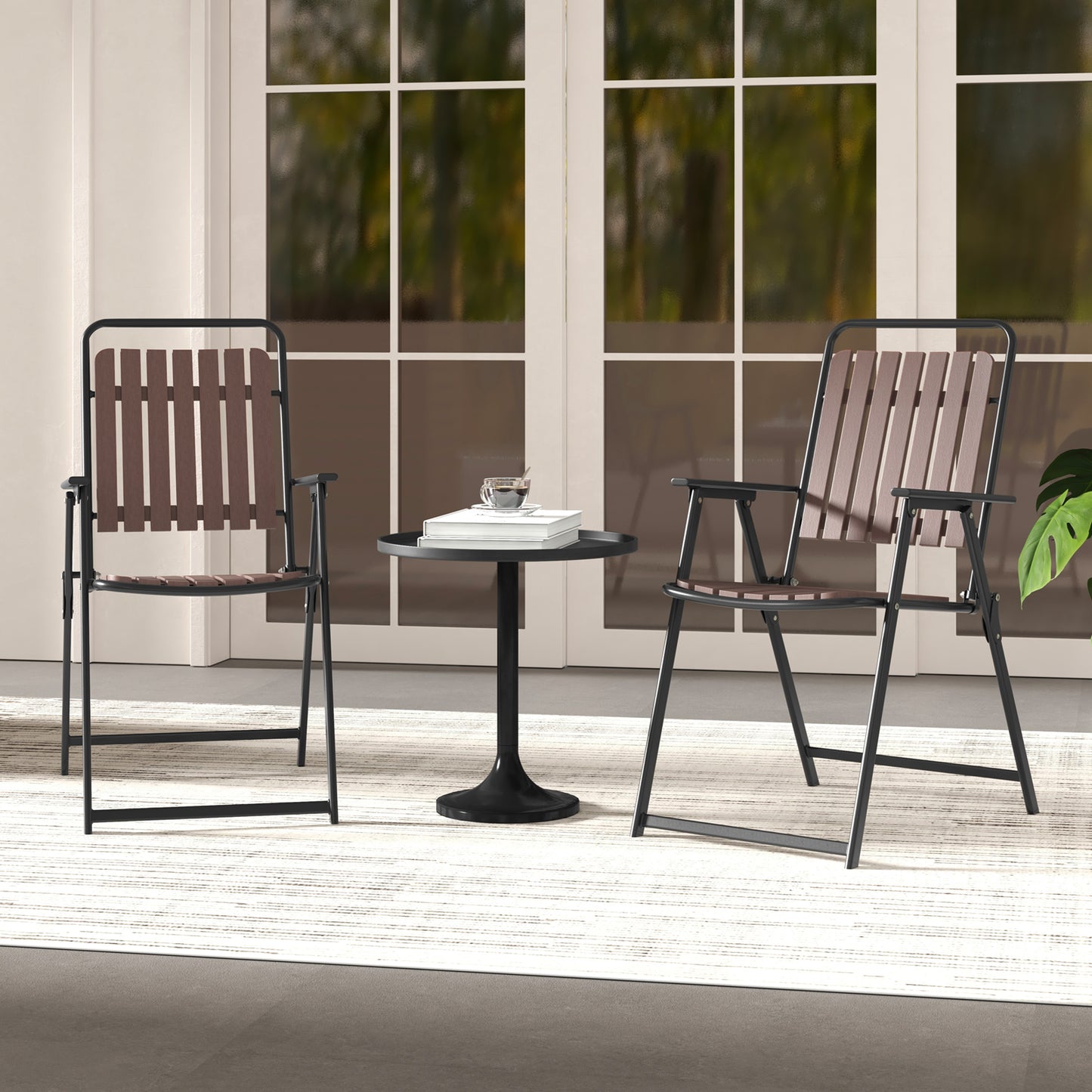 Folding Patio Dining Chairs Set of 4 - Heavy-Duty Metal Frame