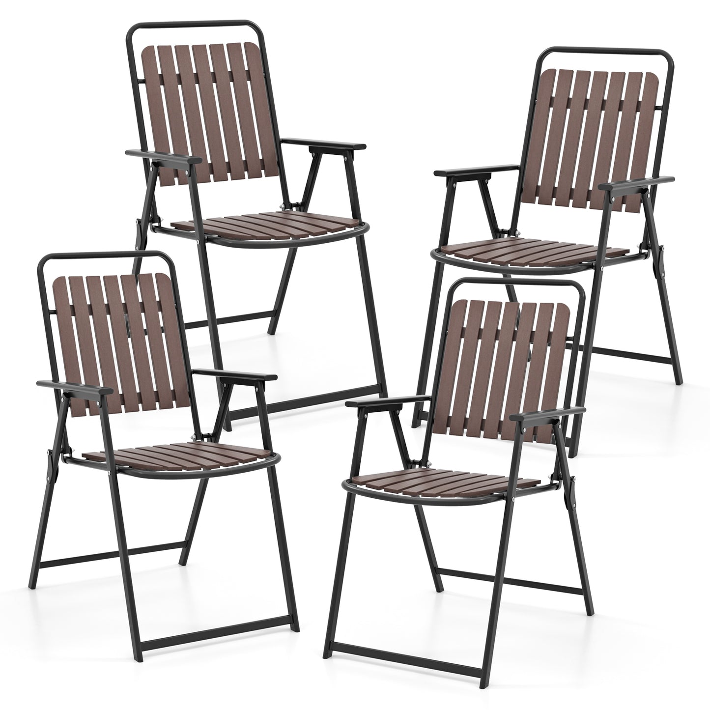Folding Patio Dining Chairs Set of 4 - Heavy-Duty Metal Frame