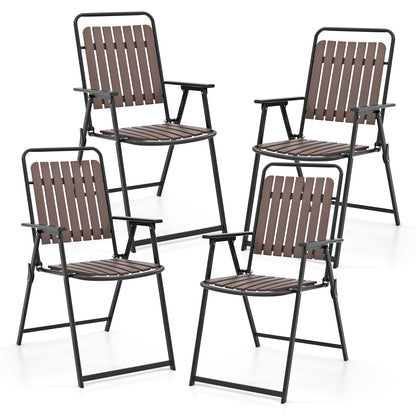 Folding Patio Dining Chairs Set of 4 - Heavy-Duty Metal Frame