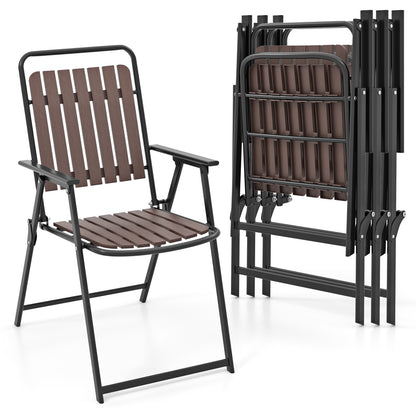Folding Patio Dining Chairs Set of 4 - Heavy-Duty Metal Frame