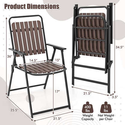 Folding Patio Dining Chairs Set of 4 - Heavy-Duty Metal Frame