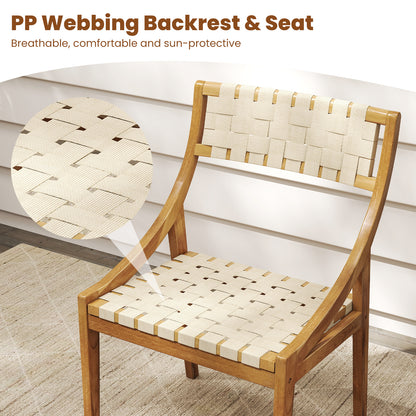 Teak Wood Outdoor Dining Chair with Webbing Seat
