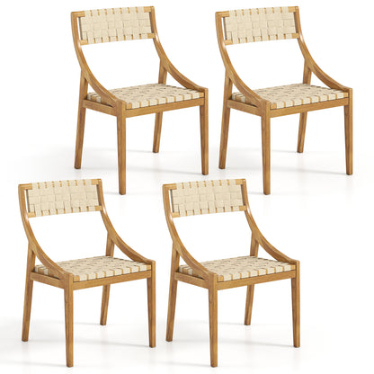 Teak Wood Outdoor Dining Chair with Webbing Seat
