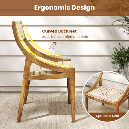 Teak Wood Outdoor Dining Chair with Webbing Seat