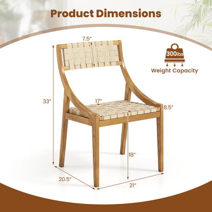 Teak Wood Outdoor Dining Chair with Webbing Seat