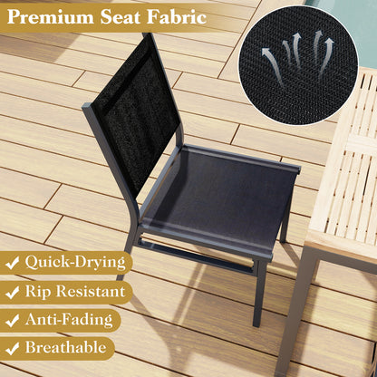 Outdoor Dining Chairs with Breathable Seat and Backrest for Backyard Porch Poolside