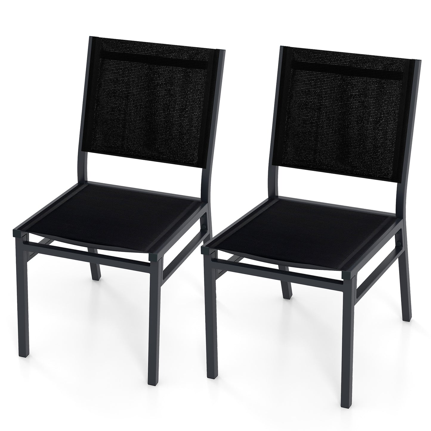Outdoor Dining Chairs with Breathable Seat and Backrest for Backyard Porch Poolside-1 Piece - Set Of 2