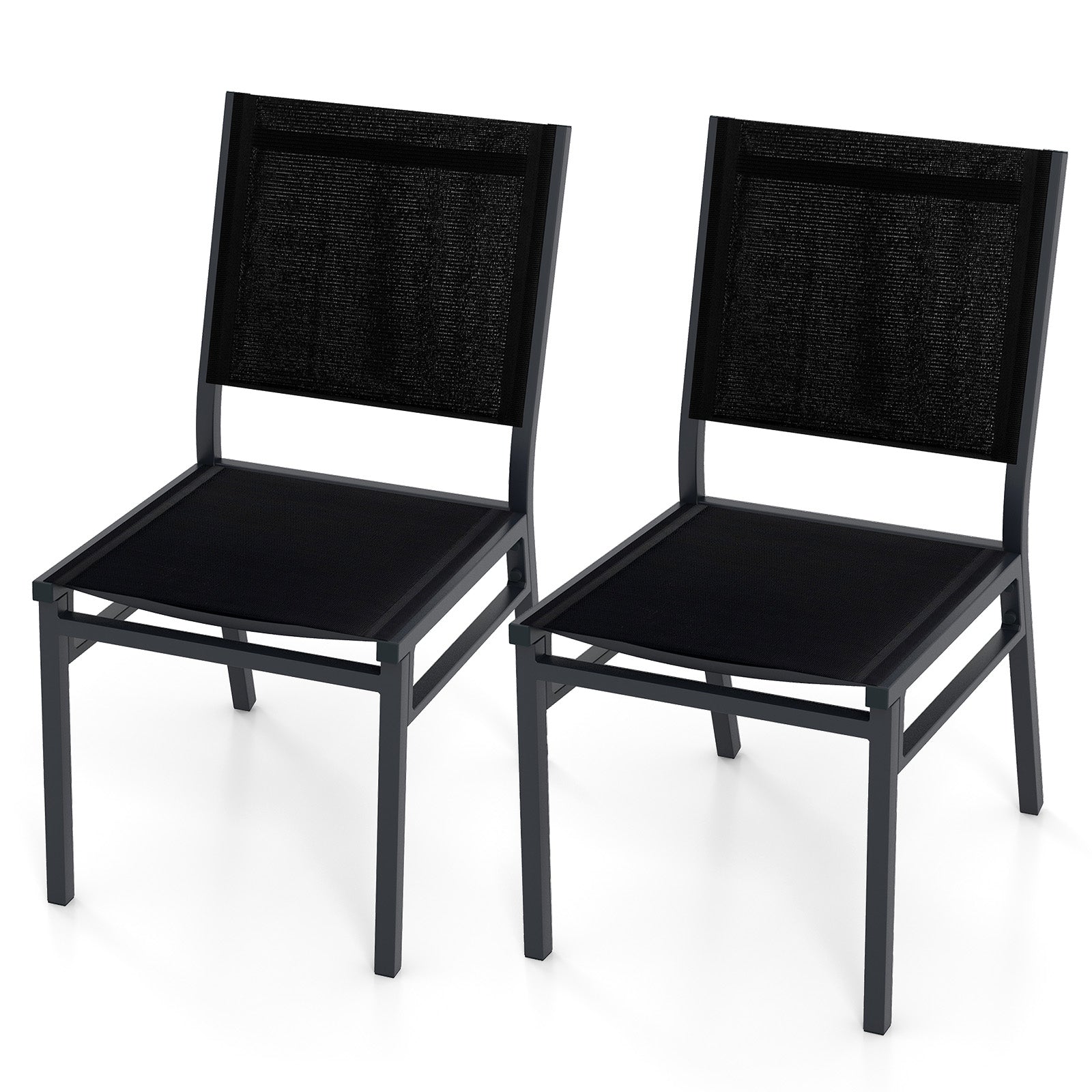 Outdoor Dining Chairs with Breathable Seat and Backrest for Backyard Porch Poolside-1 Piece - Set Of 2