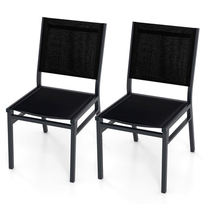 Outdoor Dining Chairs with Breathable Seat and Backrest for Backyard Porch Poolside-1 Piece - Set Of 2