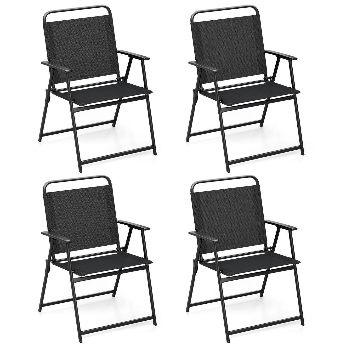Set of 2/4/6 Outdoor Folding Chairs with Breathable Seat-Set of 4