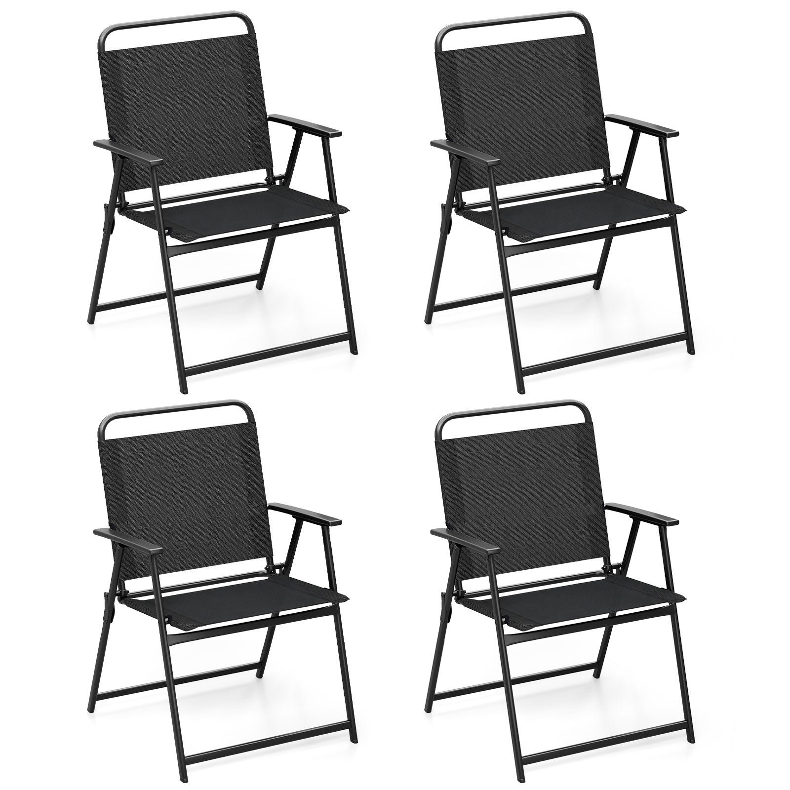 Set of 2/4/6 Outdoor Folding Chairs with Breathable Seat-Set of 4