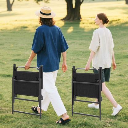 Set of 2/4/6 Outdoor Folding Chairs with Breathable Seat-Set of 2