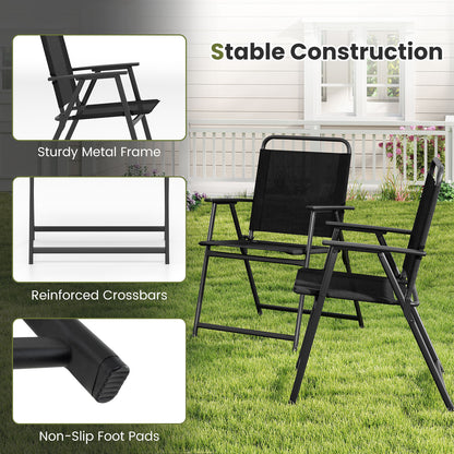Set of 2/4/6 Outdoor Folding Chairs with Breathable Seat-Set of 4