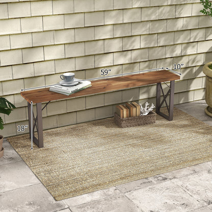 Outdoor Picnic Bench Set Solid Acacia Wood Patio Rectangular Benches