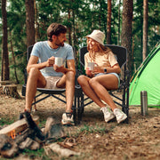 Outdoor Rocker Camping Chair with Dual Springs and Padded Back-Black