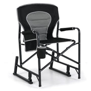 Outdoor Rocker Camping Chair with Dual Springs and Padded Back-Black