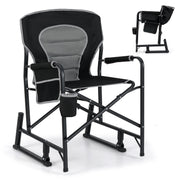 Outdoor Rocker Camping Chair with Dual Springs and Padded Back-Black