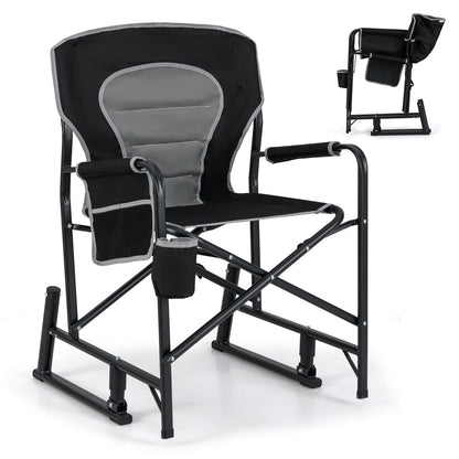 Outdoor Rocker Camping Chair with Dual Springs and Padded Back