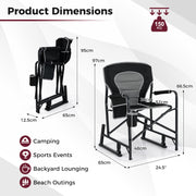 Outdoor Rocker Camping Chair with Dual Springs and Padded Back-Black