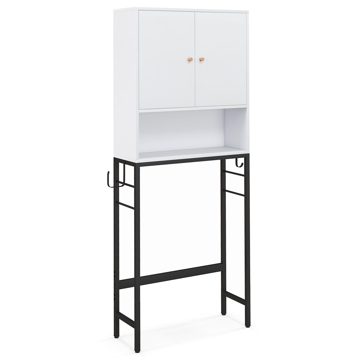 Over The Toilet Storage Cabinet with 2 Doors and Adjustable Shelf-Natural - White