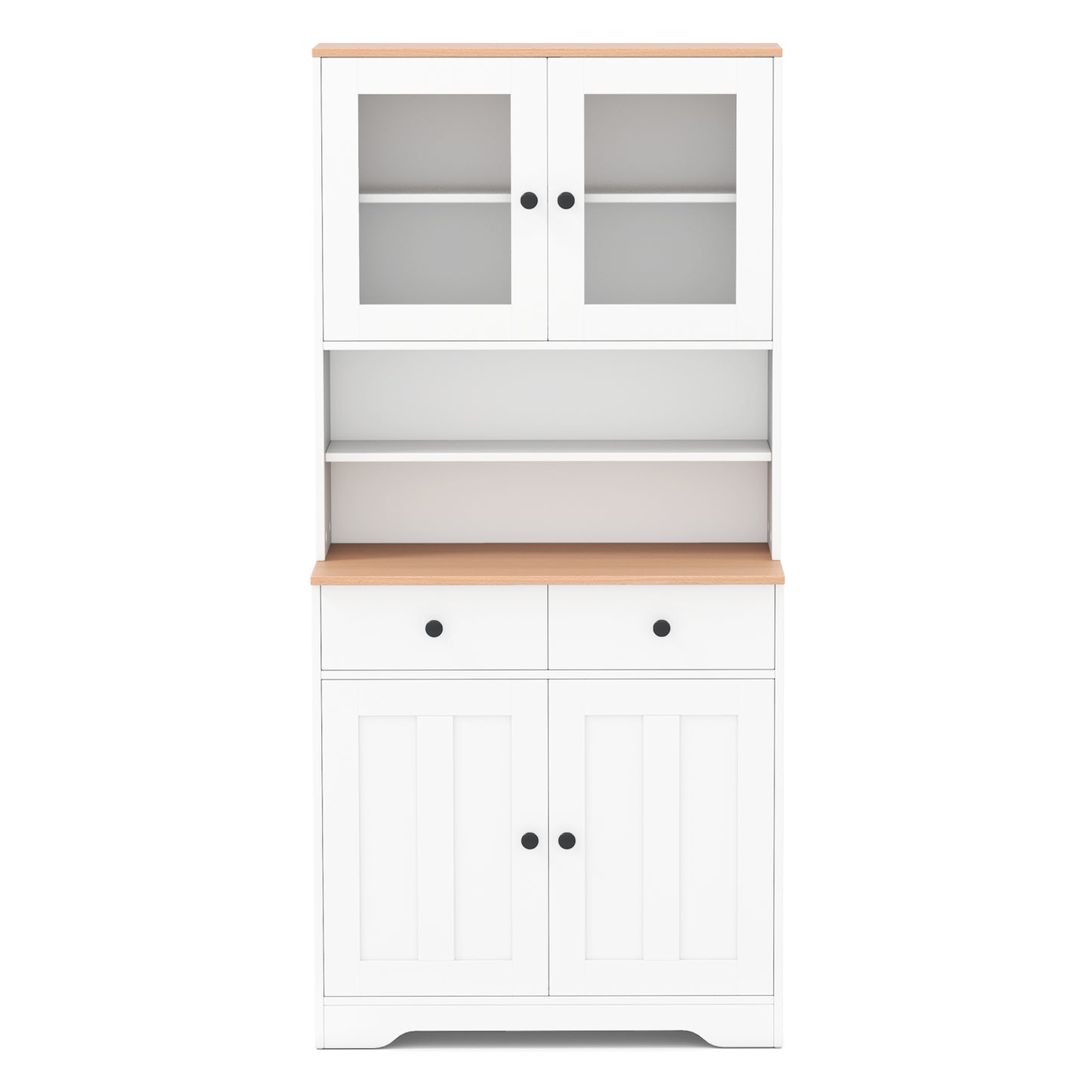 Pantry Cabinet with 2 Removable Shelves-Black - White