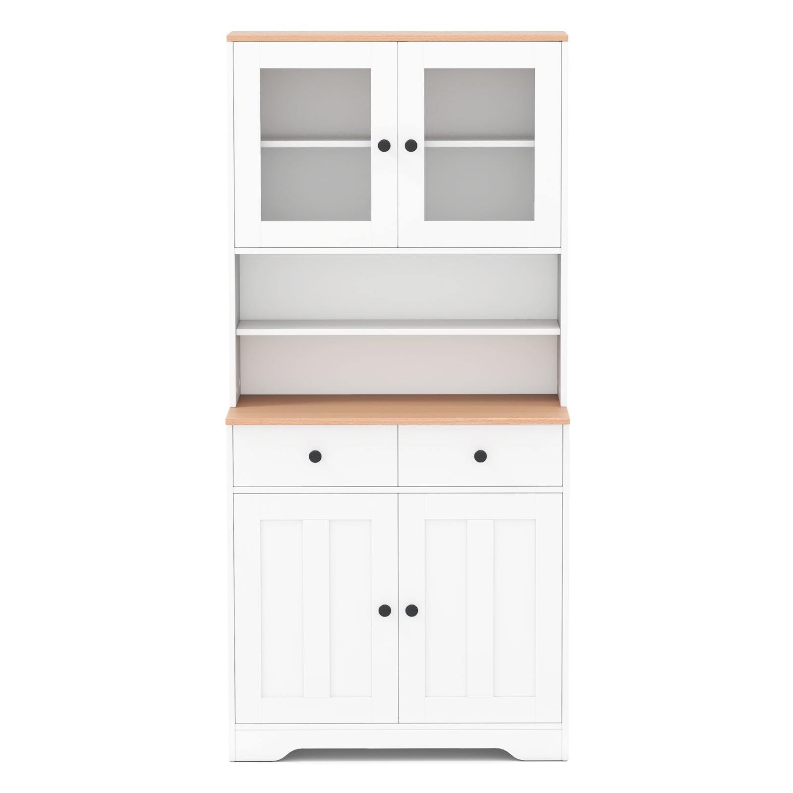 Pantry Cabinet with 2 Removable Shelves-Black - White