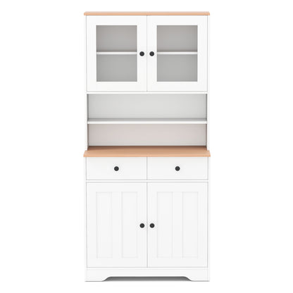 Pantry Cabinet with 2 Removable Shelves-Black - White