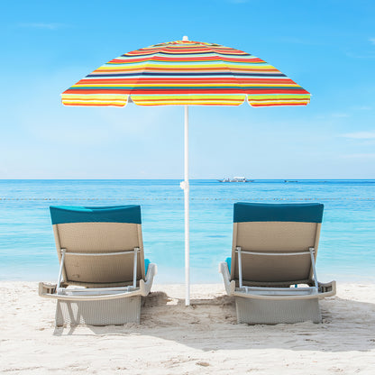 6.5 Feet Patio Beach Umbrella with Waterproof Polyester Fabric-Orange
