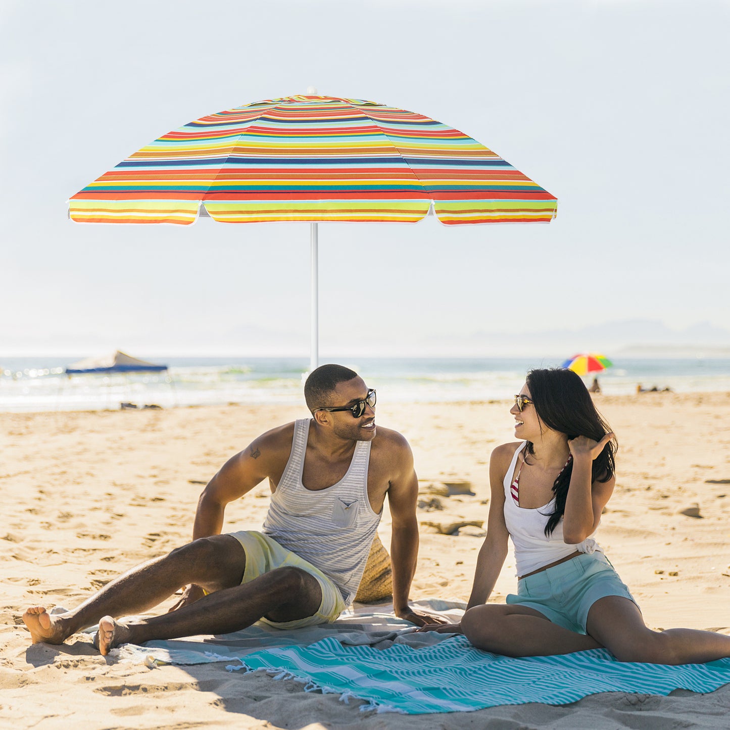 6.5 Feet Patio Beach Umbrella with Waterproof Polyester Fabric-Orange